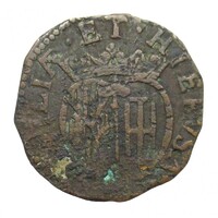 Olaszország,II. Károly 1 grano 1678-1682 ACA - Nápolyi Királyság VF+ réz