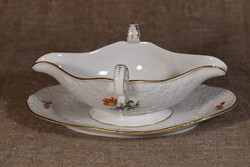 Meissen Sauciere Blumen porcelán mártásos csésze alátéttel virágos Németország 1930