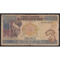 Guinea,5000 francs 1985 G+