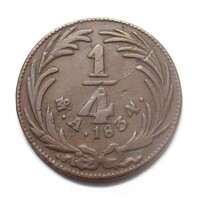 Mexikó,1/4 real 1834 VF+ réz