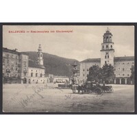 Ausztria,Salzburg - Residenzplatz az óratoronnyal 1911