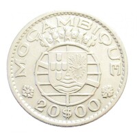 Mozambik,20 escudos 1960 VF+ ezüst 10g720