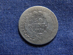 Franciaország 50 Centimes 1871 K 0.835-ös ezüst- 2,5 g.