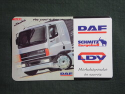 Kártyanaptár,DAF márkakereskedés,szerviz,Pécs,DAF kamion,teherautó, 1997   (7)