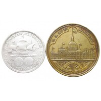 USA,half dollar 1893 - Kolumbiai világkiállítás és bronz emlékmedál Chicago EF+ ezüst 12.50g900