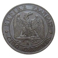 Franciaország,5 centimes 1856 A EF+ bronz