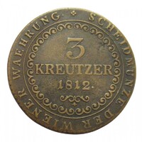 Magyarország,I. Ferenc 3 krajcár 1812 B VF réz