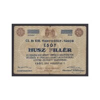 Magyarország,20 heller/fillér 1916 - Csót VG+