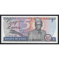 Zaire,5 zaires 1985 aUNC+