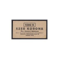 Magyarország,1000 korona 1920 - Garanc Mátyásné - Ezüst Patkó vegyeskereskedés aUNC+