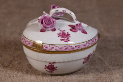 Herend Apponyi Purple porcelán bonbonier szív alakú Magyarország 1960