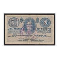 Magyarország,2 kronen/korona 1919 - Bács-Bodrog vármegye hivatali felülbélyegzés F