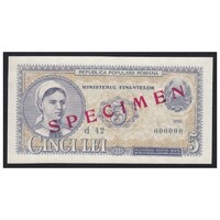 Románia,5 lei 1952 - SPECIMEN aUNC+