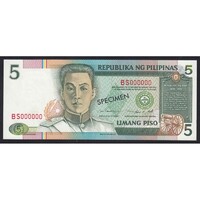 Fülöp-szigetek,5 pesos 1995 - SPECIMEN aUNC+