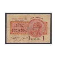 Németország,1 franc 1919 - Saar-vidék francia megszállása F-
