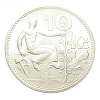 Csehszlovákia,10 korun 1930 aUNC+ ezüst 10g700
