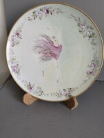 Exkluzív Olasz porcelán fali disztanyer - Kézzel festett Balerina ( 26 cm, hibátlan )