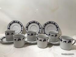 SANDRA RICH  " NYAKKENDŐS LIBÁK " KOLLEKCIÓ - KÁVÉSKÉSZLET - PORCELÁN - 12 db