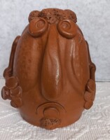 Retro rusztikus terrakotta színű "Makk Marci" ikebana kerámia váza
