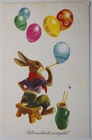 Képeslap, Húsvéti köszöntő, Gönczi Tibor grafika 1963  (AD)
