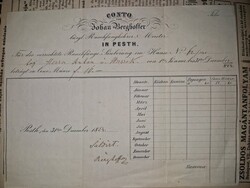 1854, kéményseprőszámla, Pest, ritka
