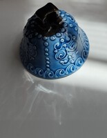 Borbás Irma Blue Ceramic Bell 6.5 cm High