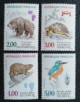 Fr2853-6 / Franciaország 1992 Védett állatok bélyegsor postatiszta