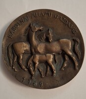 Martsa István (1899-1986) 1964. "Bábolnai Állami Gazdaság" kétoldalas Br plakett  9 cm   1789 - 1964