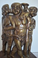 Bacchus és a puttók, Gustav Gurschnernek tulajdonított Art Nouveau bronz kisplasztika