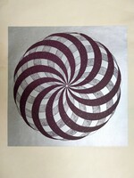 Ábrahám Rafael eredeti szitanyomat szignóval 1980 op art geometrikus absztrakt spirál kör RITKA!