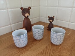 IKEA vintage retro 3db hibátlan, szép újszerű állapotú kék-fehér porcelán bögre