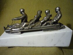 Silver-plated tin small sculpture, group of figures 201201
