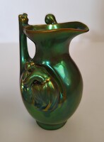 Ritka Zsolnay eozin figurális díszkancsó – „Mosó lányok” („Arató”) – 6433-as modell – 17 cm  kb.1950