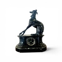 Hatalmas antik Francia bronz- márvány asztali óra B750