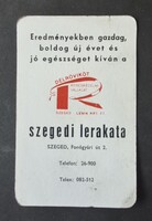 DÉLRÖVIKÖT lerakata Szeged kártyanaptár 1987