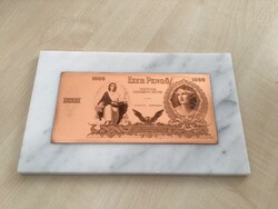 1000 pengő 1943, vésett pozitív lemez,