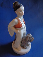 Herendi Juhász bojtár fiú puli kutyával, pulival porcelán figura
