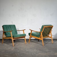 Zöld pálcás csehszlovák retro fotel (2db)