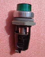 Visszajelző izzós  foglalat , GJ  II , bakelit , E 14-es 260 V-os , 7 W-os bajonett izzóval  .