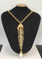 Eredeti Schiaparelly 18kt aranyozott mogul "Fishbone" Nyaklánc