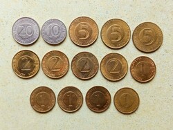 Szlovénia 14 db Különböző Érme 1 2 5 10 20 Tolar 1992-2004