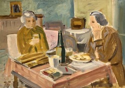 Varga Ferenc (1928-2019) Asztalnál, 1975 - nosztalgikus életkép /számlát adunk/