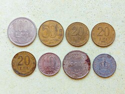 Románia 8 db Különböző Érme 5 10 20 50 100 Lej 1942-1994