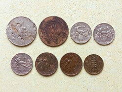 Olaszország 8 db Különböző Érme 5 10 20 Centimes 2 Líra 1865-1930