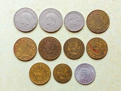 Tunézia 11 db Különböző Érme 1 1/2 Dínár 100 50 20 5 Milliemes 1960-1997