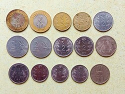 India 15 db Különböző Érme 50 Paise 1 2 5 10 Rúpia 1972-2017