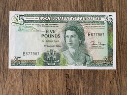 Gibraltár 5 Font 1988 UNC