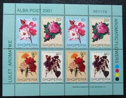 Al2798-801zdk / Albánia 2001 Virágok kisívr postatiszta