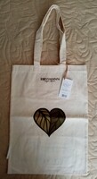Unisex Canvas Shopping Bag / Natural Color Textile Tote with Heart Motif