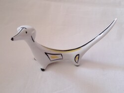 Hollóházi art deco tacskó porcelán kutya figura